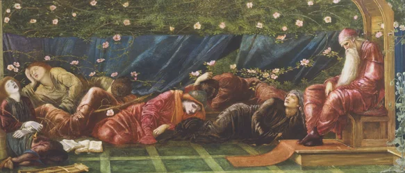 Król i dwór, ilustracja z „Legendy o wrzosowej róży” 1871-72